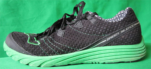 green silence running shoes