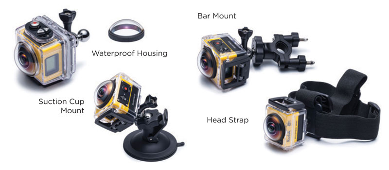 Kodak PIXPRO SP360 Action Cam with Explorer Accessory Pack, 1080p